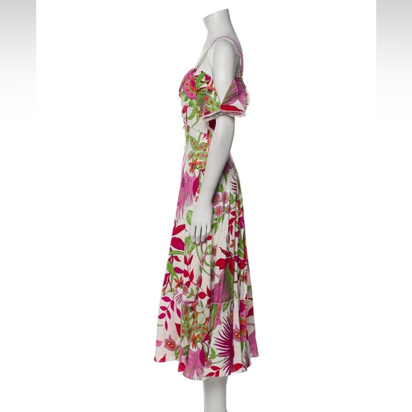 Cult Gaia Dina Linen Blend Floral Midi Dress - Picture 5 of 9